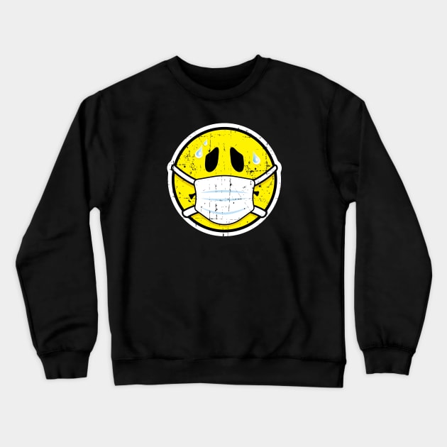 Nervous Smiley Face Crewneck Sweatshirt by SaltyCult